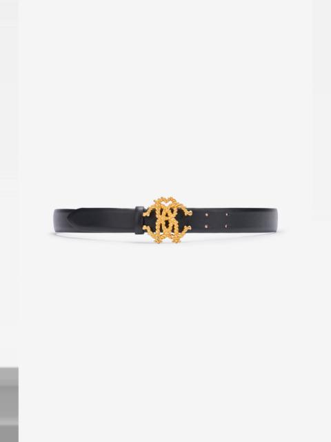 Roberto Cavalli Leather Belt with Logo Buckle