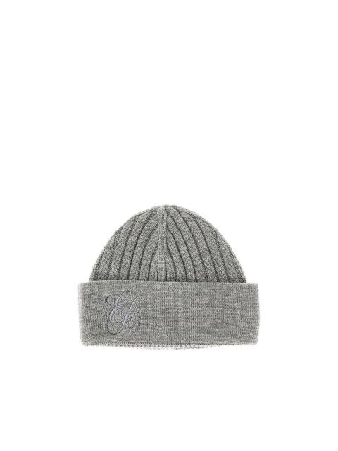 EMPORIO ARMANI WOOL BEANIE HAT WITH LOGO EMBROIDERY