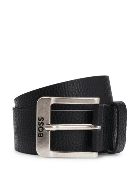 BOSS ITALIAN-LEATHER BELT WITH LOGO BUCKLE