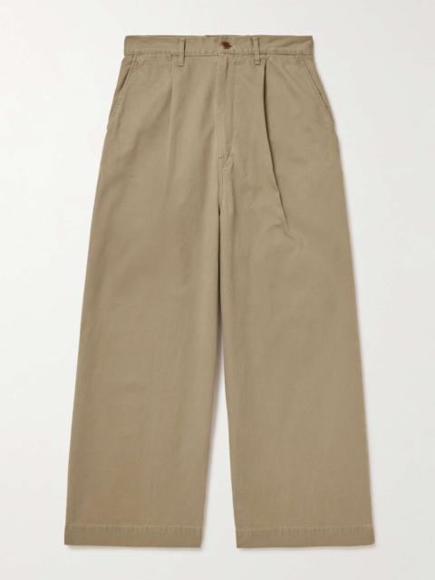 Nime Wide-Leg Pleated Cotton-Twill Chinos