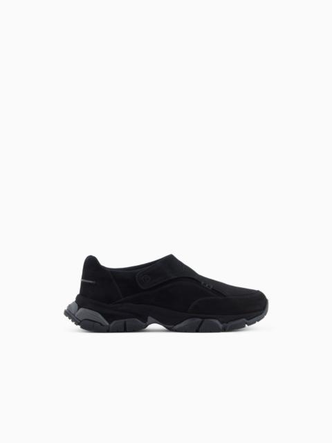 GIORGIO ARMANI MONKSTRAP SNEAKERS IN SUEDE