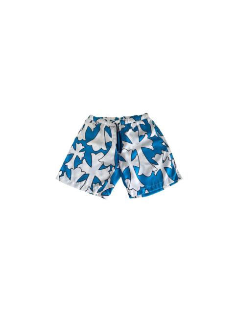 St.Barth exclusive big cross blue silk shorts