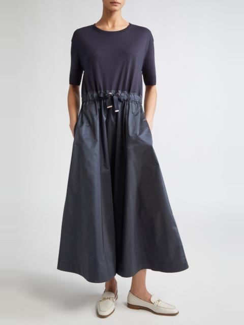 Herno Herno Mixed Media Dress in Navy at Nordstrom