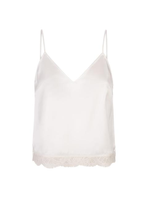 White Satin Top With Lace