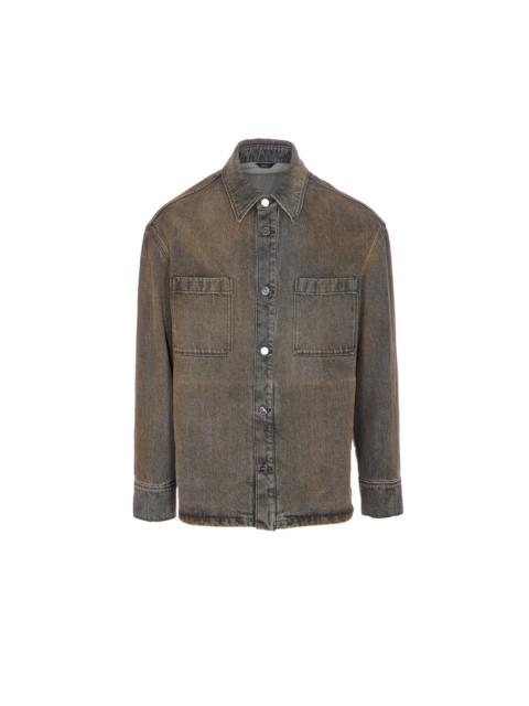 FENDI Fendi Men Overdyed Denim Shirt With Fendi Logo Patch