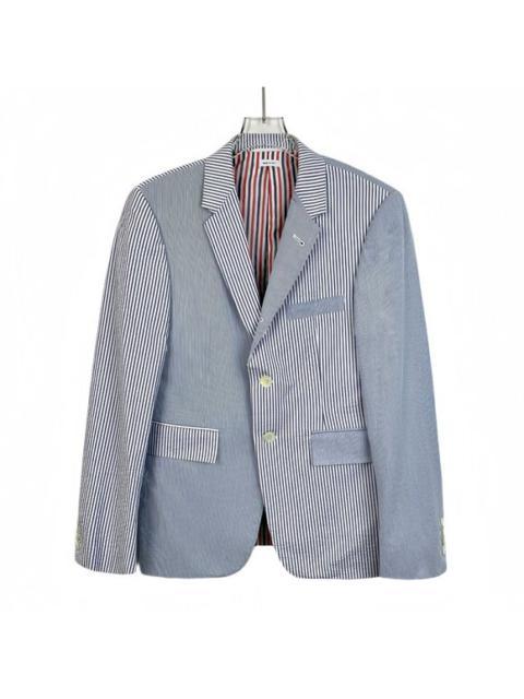 Thom Browne Mens Striped Blazer Size 1 Classic Fit Blue & White Made In Italy