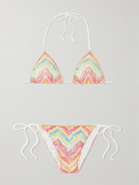 Missoni Mare Striped Metallic Crochet-knit Triangle Bikini