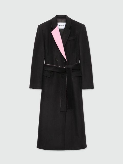 MSGM Black wool coat with contrasting details