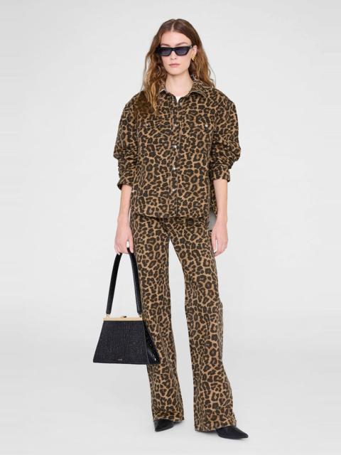 ANINE BING Paxton Shirt - Black And Brown Leopard