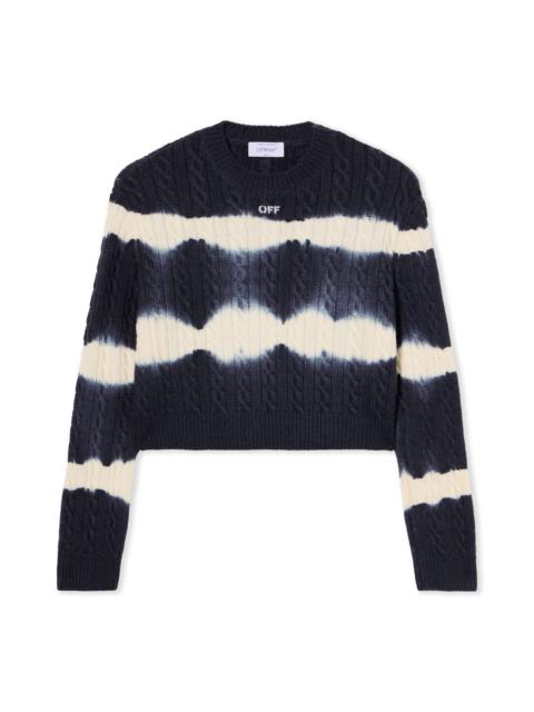 Off-White Tiedye Cable Crop Crewneck Sweater