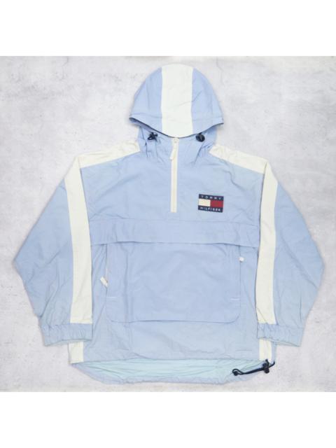 Other Designers Vintage 90s TOMMY HILFIGER Mini Logo Windbreaker Hoodie Halfzip Jacket 