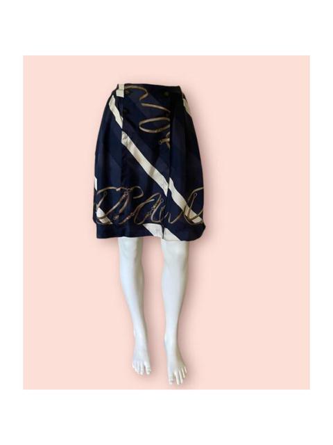 Zara Women Full Mini Skirt Navy Blue Reins Horse Print Silk Size L 8 10