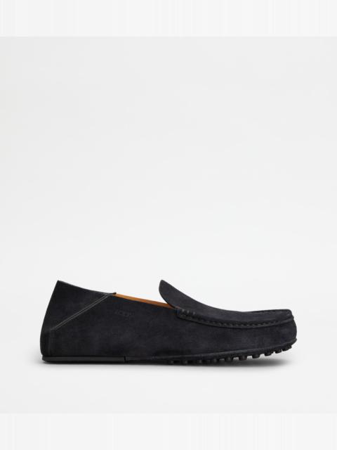 Tod's SLIPPER LOAFERS IN SUEDE - BLUE