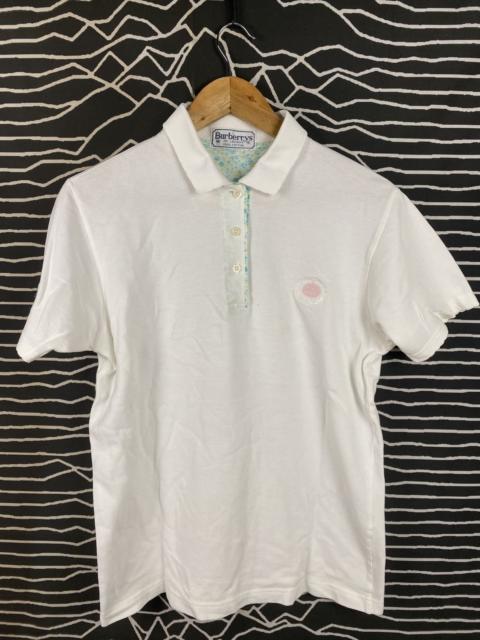 Burberry Vintage Burberrys London Polo Shirt White Floral Lining