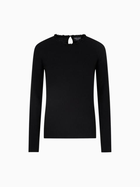GIORGIO ARMANI CASHMERE CREW-NECK JUMPER WITH EMBROIDERY