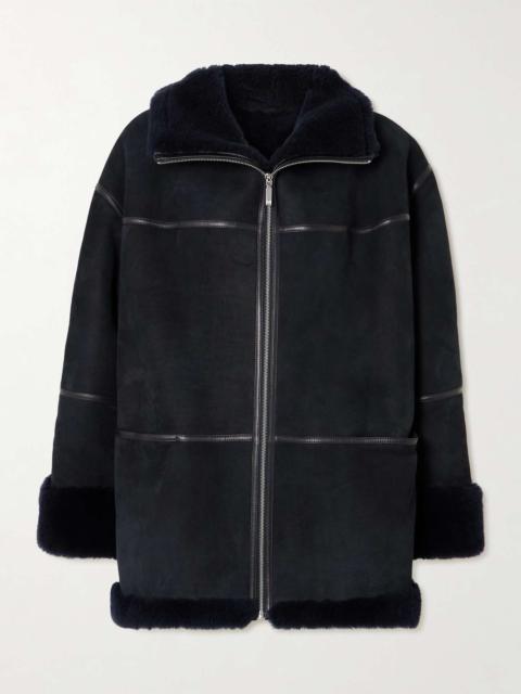 Menfi leather-trimmed shearling jacket Navy