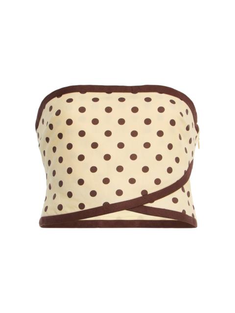 POSSE Bowie Strapless Polka-Dot Linen-Cotton Top yellow