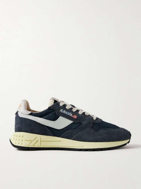 Reelwind Low Cracked-Leather Trimmed Suede and Shell Sneakers