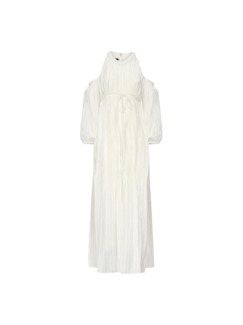 ワンピース PINKO 'Allenatore' dress White PINKO WHITE STRIPED GEORGETTE DRESS WITH WIDE SLEEVES