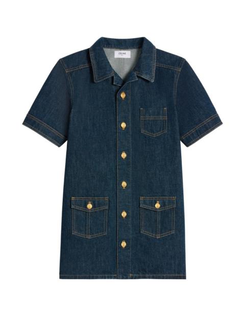 CELINE Mini workwear dress in rinsed wash denim