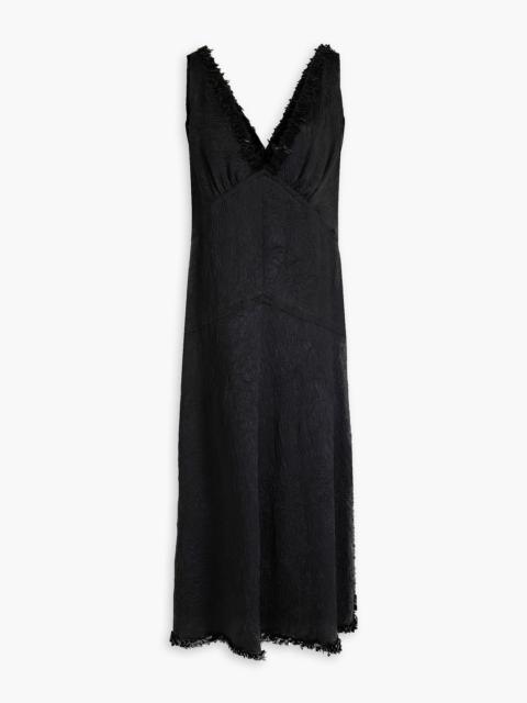 Proenza Schouler Mira bead-embellished crinkled-satin midi dress