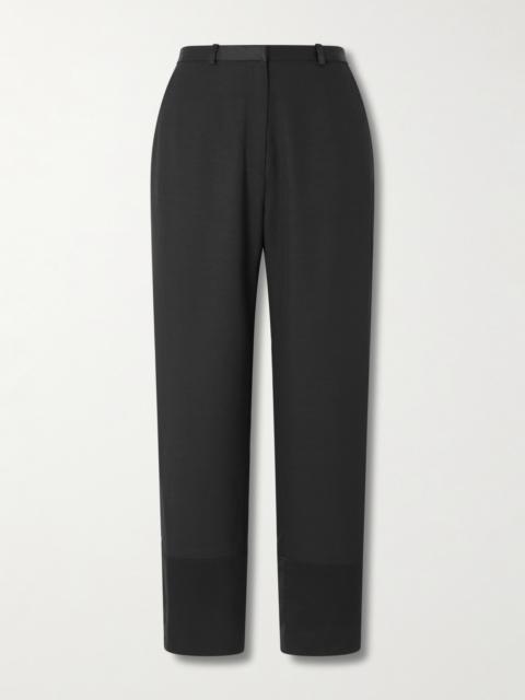 Loulou de Saison Mahoney Satin-trimmed Crepe Straight-leg Pants