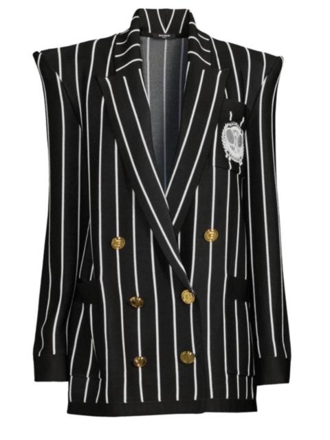 Balmain Double-Breasted Knit Wool Blazer
