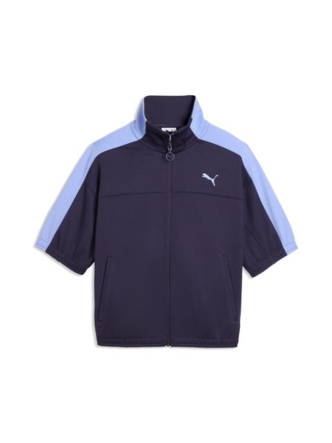 PUMA PUMA T7 Short Sleeve Track Jacket in Deep Plum at Nordstrom