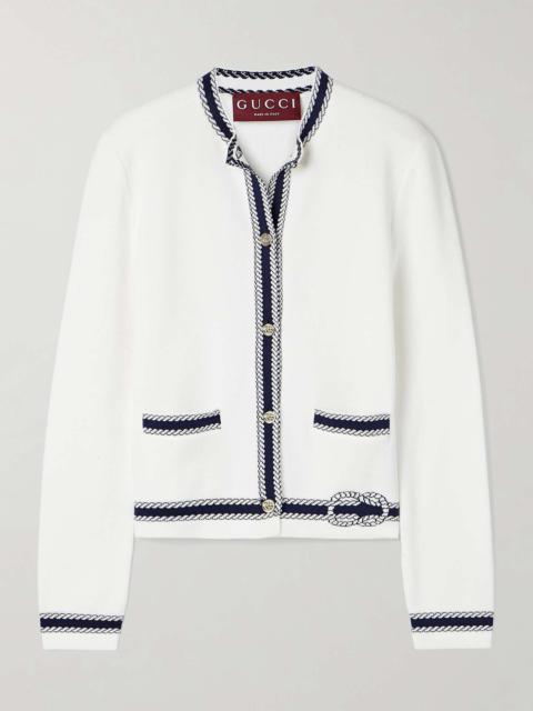 Lido jacquard-knit cotton cardigan White