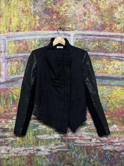 Helmut Lang Helmut Lang Black Asymmetrical Leather & Textured Jacket