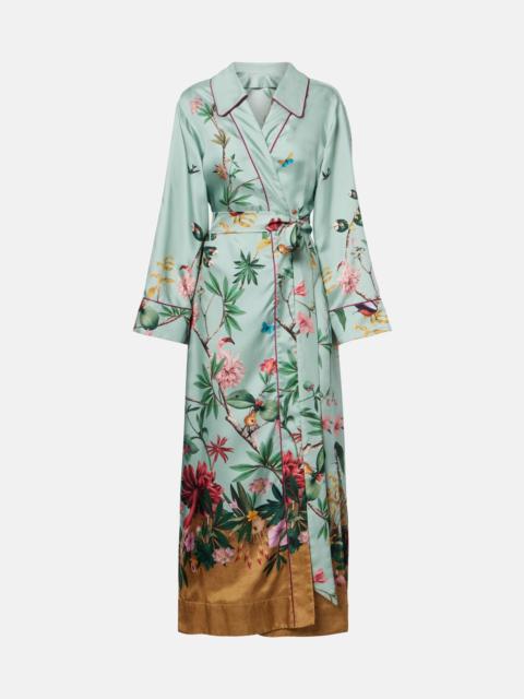 La DoubleJ Midnight floral silk wrap dress