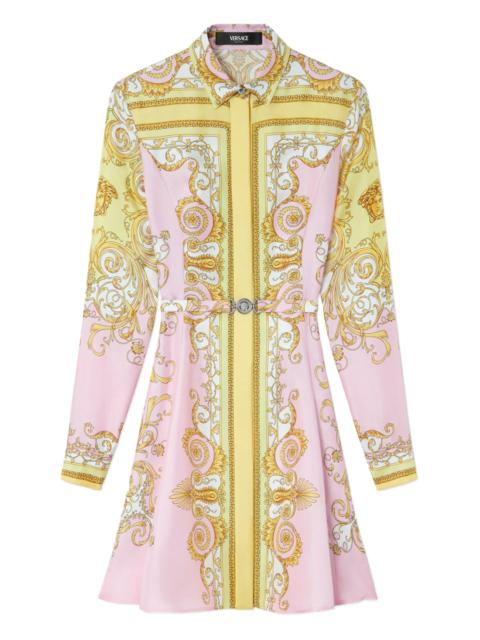 VERSACE Baroque-print belted mini dress