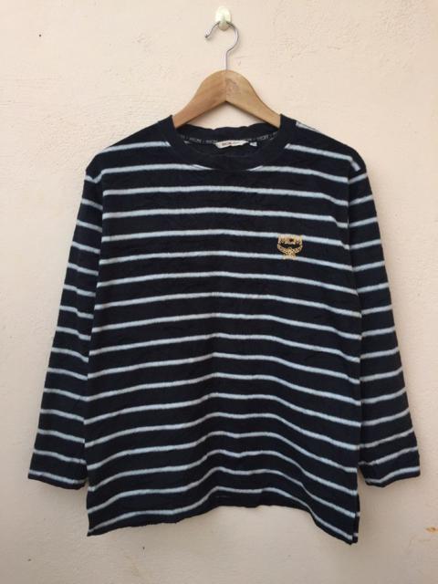 Other Designers Vintage MCM Fleece Long Sleeve Striped Embroidery Tee