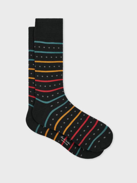Paul Smith Black Cotton-Blend Polka Dot Stripe Socks