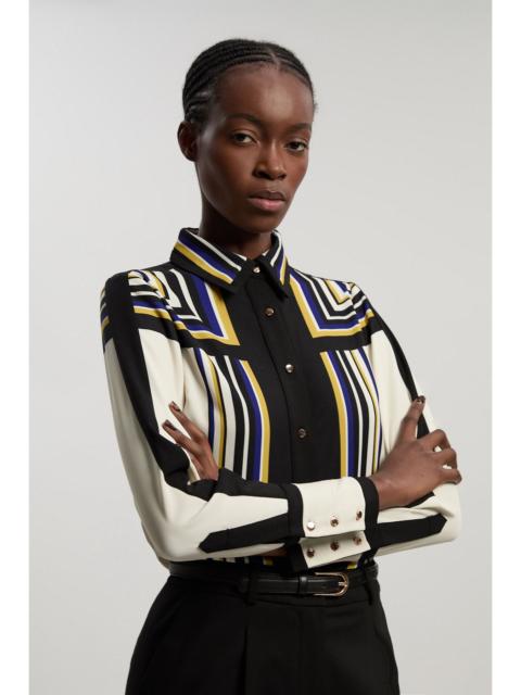 KAREN MILLEN Contrast Stripe Twill Woven Shirt