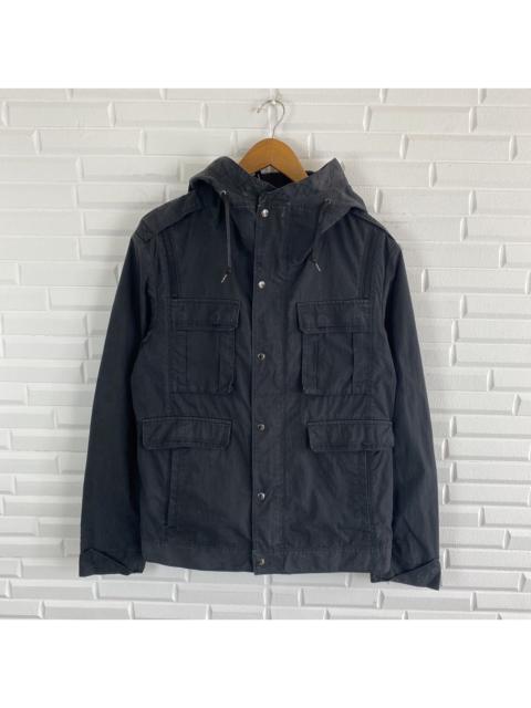 NEIL BARRRETT MILITARY STYLE BLACK HOODIE JACKET