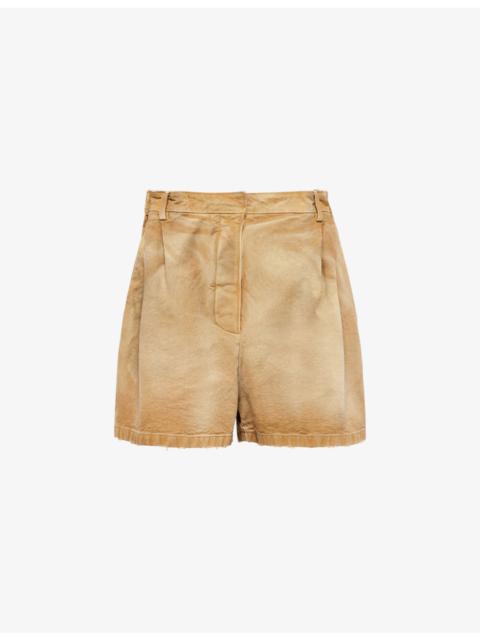 Prada Logo-patch relaxed-fit high-rise canvas shorts