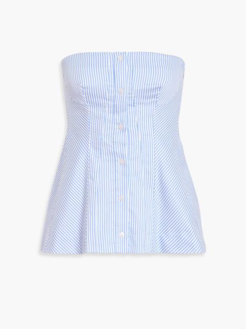SIMKHAI Vivvy strapless striped cotton-poplin bustier top