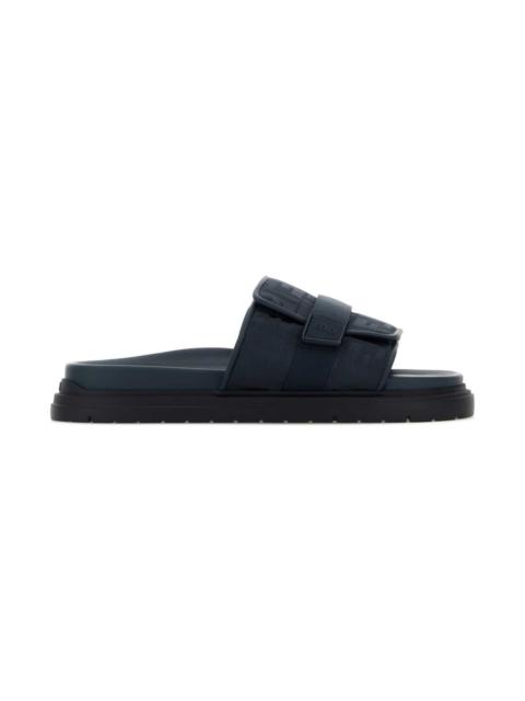FENDI Navy Blue Fabric Chunky Slippers
