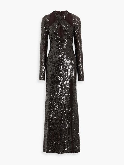 LAPOINTE Cutout sequined chiffon gown