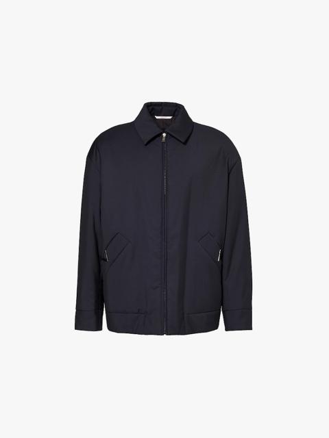 Spread-collar brand-plaque regular-fit wool-blend jacket