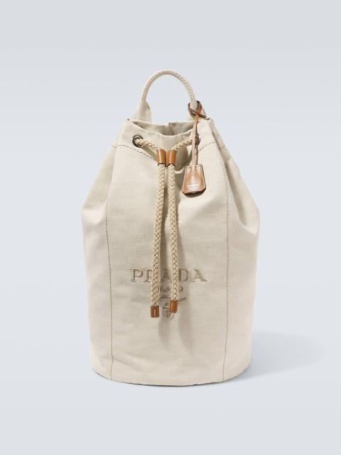 Prada Embroidered canvas bucket bag