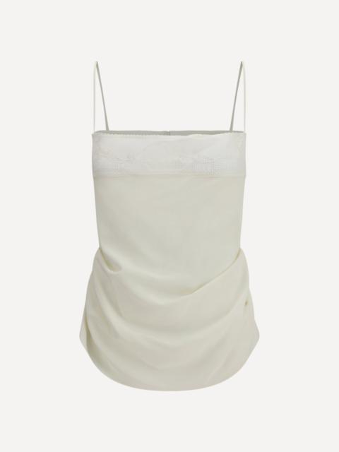 MAGDA BUTRYM Draped silk Top with lace trim