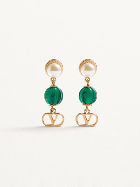 VLOGO SIGNATURE EARRINGS IN METAL, PEARL AND KNURLED GLASS