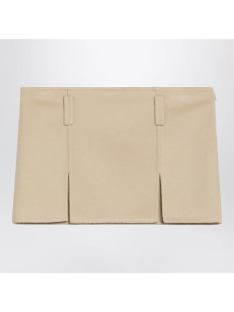 Miu Miu Miu Miu Soy-Colored Mini Skirt In Wool And Cashmere Women
