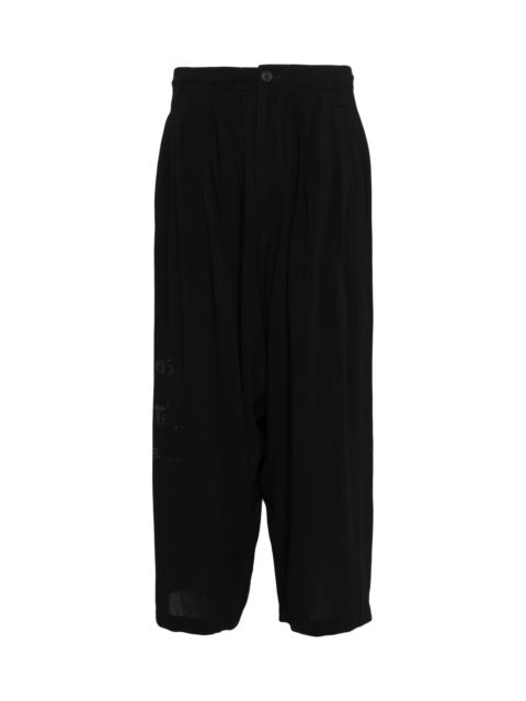 Yohji Yamamoto GRAPHIC-PRINT CROPPED VELVET TROUSERS