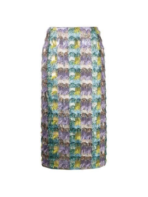La DoubleJ Pharoah fringed Lurex pencil skirt