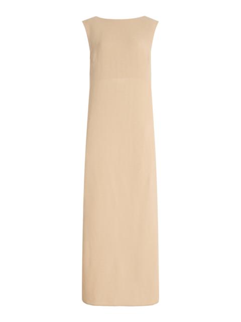 MATTEAU Open-Back Crepe Maxi Dress neutral
