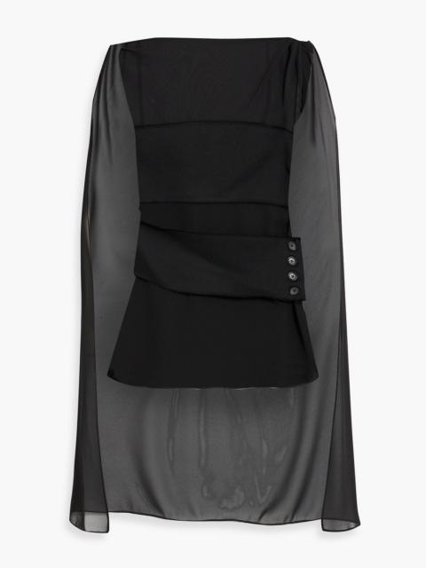 Proenza Schouler Cape-effect layered chiffon and twill top