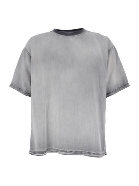 Diesel Diesel Men Grey Crew-Neck T-Shirt With Faded Effect In Tech Fabric Man